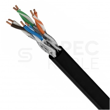 Kabel sieciowy U/FTP kat.6A skrętka 4x2x0,57mm zewnętrzny żelowany PE czarny Alantec