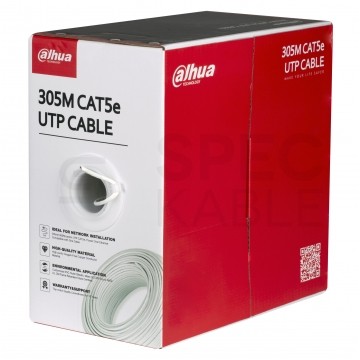 Kabel sieciowy U/UTP kat.5e skrętka 4x2x0,45mm wewnętrzny PVC biały DAHUA Karton (BOX) 305m