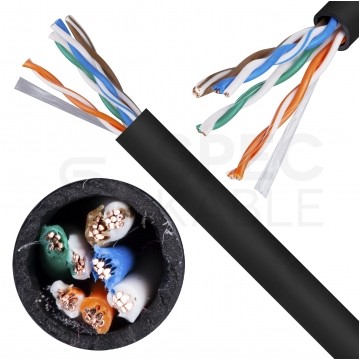 Kabel sieciowy U/UTP kat.5e skrętka 4x2x0,48mm wewnętrzny FRPVC czarny linka Alantec