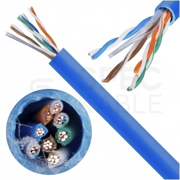 Kabel sieciowy U/UTP kat.5e skrętka 4x2x0,48mm wewnętrzny FRPVC niebieski linka Alantec