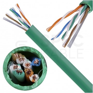 Kabel sieciowy U/UTP kat.5e skrętka 4x2x0,48mm wewnętrzny FRPVC zielony linka Alantec