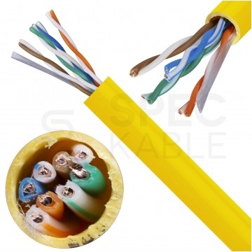 Kabel sieciowy U/UTP kat.5e skrętka 4x2x0,51mm wewnętrzny FRPVC żółty Alantec