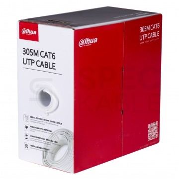 Kabel sieciowy U/UTP kat.6 skrętka 4x2x0,53mm wewnętrzny Eca PVC biały DAHUA karton (BOX) 305m
