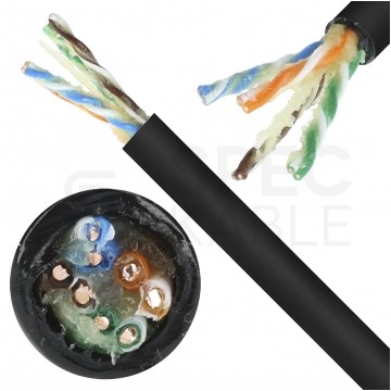 Kabel sieciowy U/UTP kat.6 skrętka 4x2x0,54mm zewnętrzny żelowany PE czarny Bitner BiTLAN