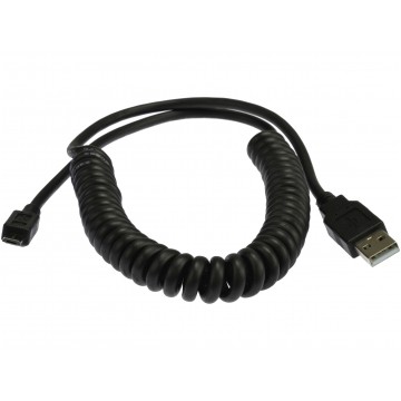 Kabel spiralny USB 2.0 A / micro-B (wtyk / wtyk) 0,2m -> 2m