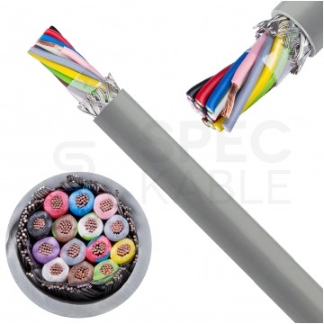 Kabel sterowniczy TECHNOTRONIK LIYCY 14x0,14mm2 szary 300/300V ekranowany olejoodporny linka Technokabel