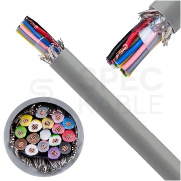 Kabel sterowniczy TECHNOTRONIK LIYCY 16x0,25mm2 szary 300/300V ekranowany olejoodporny linka Technokabel