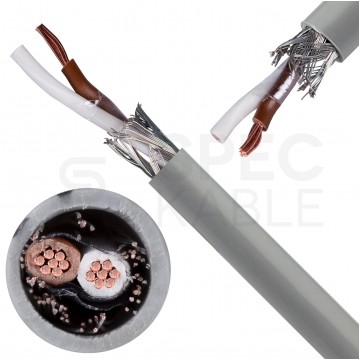 Kabel sterowniczy TECHNOTRONIK LIYCY 2x0,14mm2 szary 300/300V ekranowany olejoodporny linka Technokabel