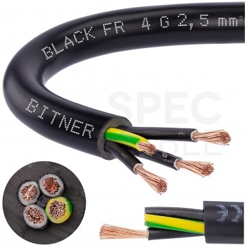 Kabel sterowniczy ziemny BiT 500 Black FR 4x2,5mm2 czarny 300/500V zasilający numerowany olejoodporny linka Bitner