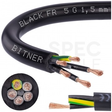 Kabel sterowniczy ziemny BiT 500 Black FR 5x1,5mm2 czarny 300/500V zasilający numerowany olejoodporny linka Bitner