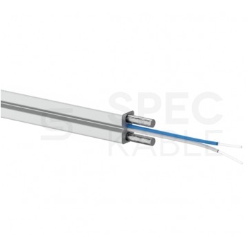 Kabel światłowodowy płaski FTTH 2 włókna SM 9/125 G.657.A1 uniwersalny bezhalogenowy wzmocniony FRP biały B2ca Alantec