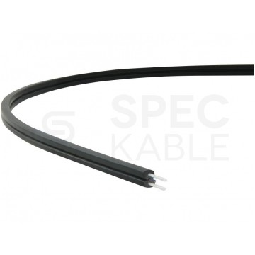 Kabel światłowodowy płaski FTTH 2 włókna SM 9/125 G.657.A1 uniwersalny bezhalogenowy wzmocniony FRP czarny Alantec