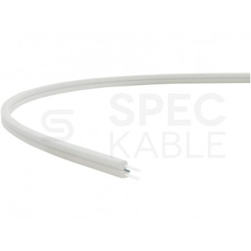 Kabel światłowodowy płaski FTTH 2 włókna SM 9/125 G.657.A1 uniwersalny bezhalogenowy wzmocniony prętami stalowymi biały Alantec