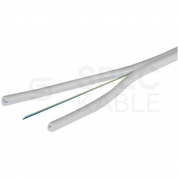 Kabel światłowodowy płaski FTTH 2 włókna SM 9/125 G.657.A1 wewnętrzny bezhalogenowy wzmocniony FRP biały B2ca SecurityNet