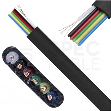 Kabel telefoniczny płaski YTLYp 6x0,12mm2 Cu czarny 150V linka Atel