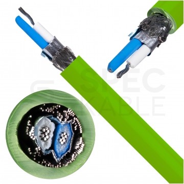 Kabel transmisyjny BiTsensor PE(St)CH 1x2x0,22mm2 do magistrali szeregowej RS485 zielony 300V ekranowany bezhalogenowy linka Bitner