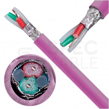 Kabel transmisyjny PROFIBUS L2 1x2x0,64mm do magistrali przemysłowej Profibus fioletowy 100V ekranowany drut Helukabel