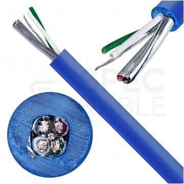 Kabel transmisyjny ziemny BiTsensor PE-PVC 2x2x0,34mm2 do przesyłu sygnałów i danych niebieski 300V ekranowany zewnętrzny linka Bitner