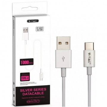 Kabel USB 2.0 typ-C / A (wtyk / wtyk) 1A biały 1m VT-5322 V-TAC