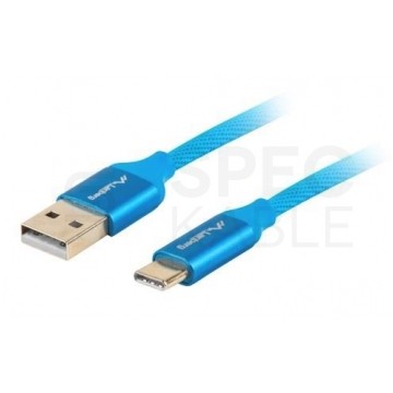 Kabel USB 2.0 typ-C / A (wtyk / wtyk) Quick Charge 3.0 niebieski 1,8m LANBERG