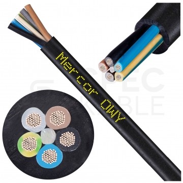 Kabel warsztatowy OWY / H05VV-F 5x2,5mm2 czarny 300/500V giętki linka Mercor