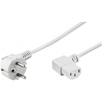 Kabel zasilający 230V 10A IEC320 C13 kąt lewo 1,5m biały