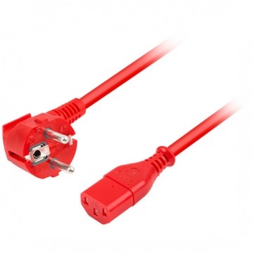 Kabel zasilający do komputera z wtyczką IEC320 C13 10A czerwony 1,8m
