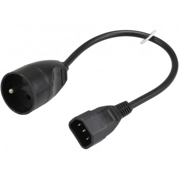 Kabel zasilający Listwa do UPS na 1 gniazdo [2P+Z] z wtykiem IEC320 C14 czarny 30cm