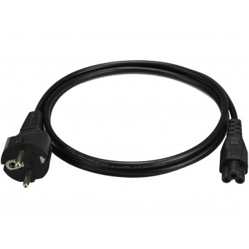Kabel zasilający OMY do laptopa z wtyczką IEC320 C5 (koniczynka) 2,5A czarny 1,8m
