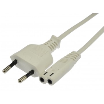 Kabel zasilający OMYp do sprzętu Audio i RTV z wtyczką IEC320 C7 (ósemka) 2,5A biały 1,5m