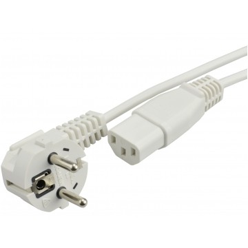 Kabel zasilający OWY do komputera z wtyczką IEC320 C13 10A biały 1,5m
