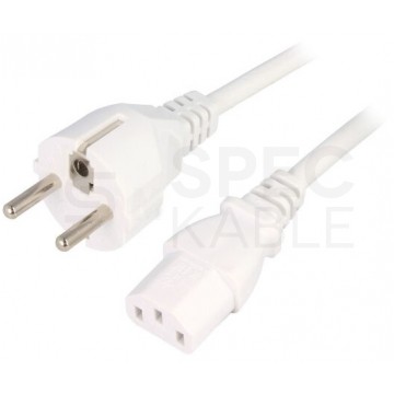 Kabel zasilający OWY do komputera z wtyczką IEC320 C13 10A biały 1m