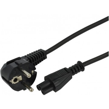Kabel zasilający OWY do laptopa z wtyczką IEC320 C5 (koniczynka) 2,5A czarny 3m