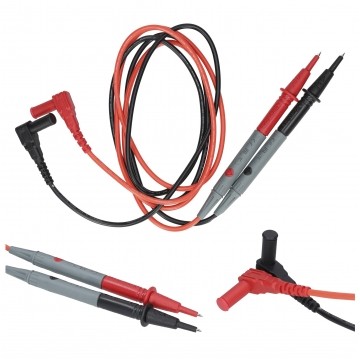 Kable silikonowe przewody pomiarowe do miernika (wtyk kątowy) 2x 1m czarny + czerwony FORSCHER FC3001