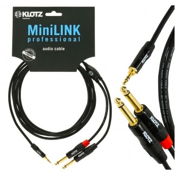 KLOTZ Kabel Audio mini Jack 3,5mm Stereo (wtyk) / 2x Jack 6,3mm Mono (wtyk) 0,9m
