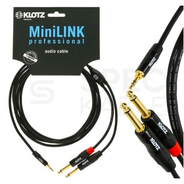 KLOTZ Kabel Audio mini Jack 3,5mm Stereo (wtyk) / 2x Jack 6,3mm Mono (wtyk) 1,5m