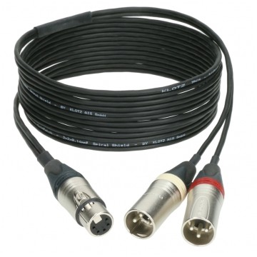 KLOTZ Kabel mikrofonowy przedłużacz STEREO XLR 5-pin (gniazdo) / 2x XLR 3-pin (wtyk) za złączach Neutrik 1,5m