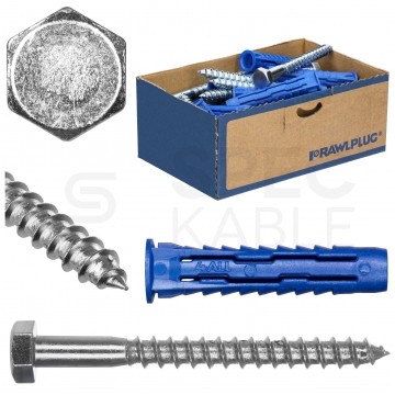 Kołki rozporowe uniwersalne 4ALL 12x60mm z wkrętem 8x100mm z łbem sześciokątnym do wszystkich typów podłoża RAWLPLUG 10szt
