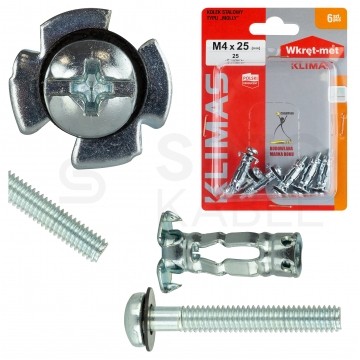 Kołki stalowe typu MOLLY M4x25mm do płyt G-K i wiórowych KLIMAS 6szt