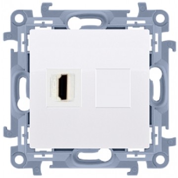 Komplet Gniazdo pojedyncze keystone HDMI Mediabox + Pokrywa KONTAKT-SIMON 10 biała