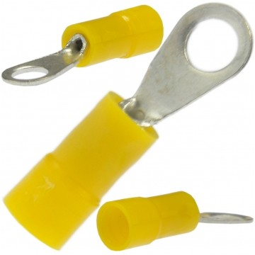 Końcówka oczkowa izolowana typ KOE DIN 0,5mm2 / M4 miedziana cynowana galwanicznie żółta ERKO 100szt