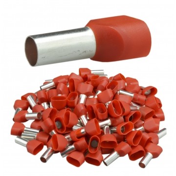 Końcówka tulejkowa izolowana podwójna typ HI / TE DIN 2x 1,0mm2 / 8mm miedziana cynowana galwanicznie czerwona Elpromet 100szt.