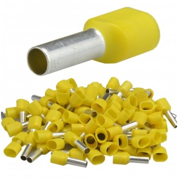 Końcówka tulejkowa izolowana podwójna typ HI / TE DIN 2x 6,0mm2 / 14mm miedziana cynowana galwanicznie żółta Elpromet 100szt.