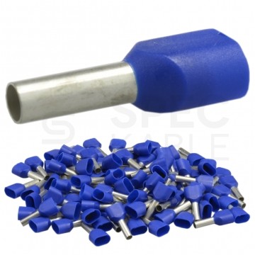 Końcówka tulejkowa izolowana podwójna typ HI / TV 2x 16mm2 / 14mm miedziana cynowana galwanicznie niebieska ERKO 100szt.