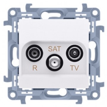 KONTAKT-SIMON 10 Gniazdo antenowe R-TV-SAT przelotowe białe
