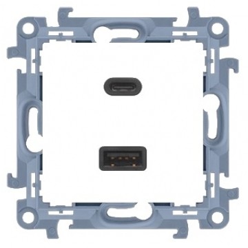KONTAKT-SIMON 10 Ładowarka podwójna USB C+A Quick Charge 3,1A biała