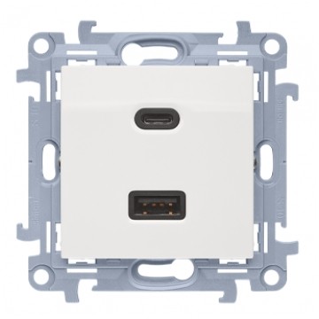 KONTAKT-SIMON 10 Ładowarka podwójna USB C+A Quick Charge 3A 30W biała