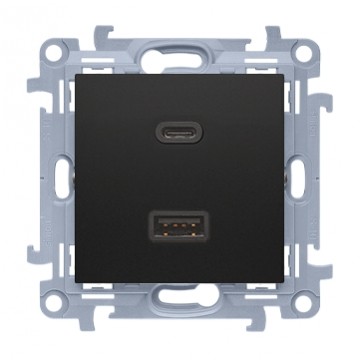 KONTAKT-SIMON 10 Ładowarka podwójna USB C+A Quick Charge 3A 30W czarna