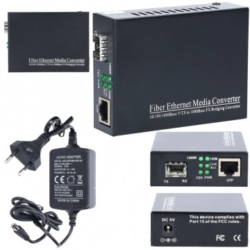 Konwerter optyczny FO (Port SFP MM/SM LC Gigabit) Ethernet (Port RJ45 GE 1000Mb/s) aktywny 80km Sedir Extralink