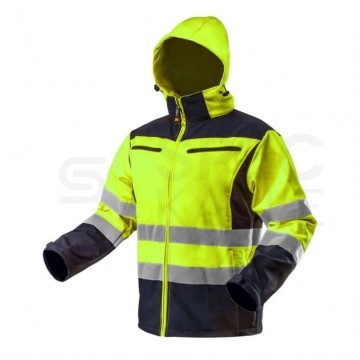 Kurtka ocieplana z kapturem odblaskowa ostrzegawcza, żółta SOFTSHELL robocza rozmiar L/52 NEO 81-700-L